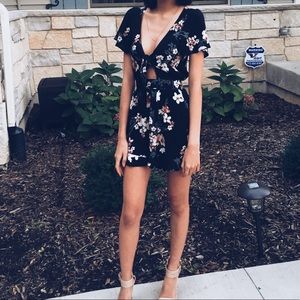 Floral Front Tie Romper